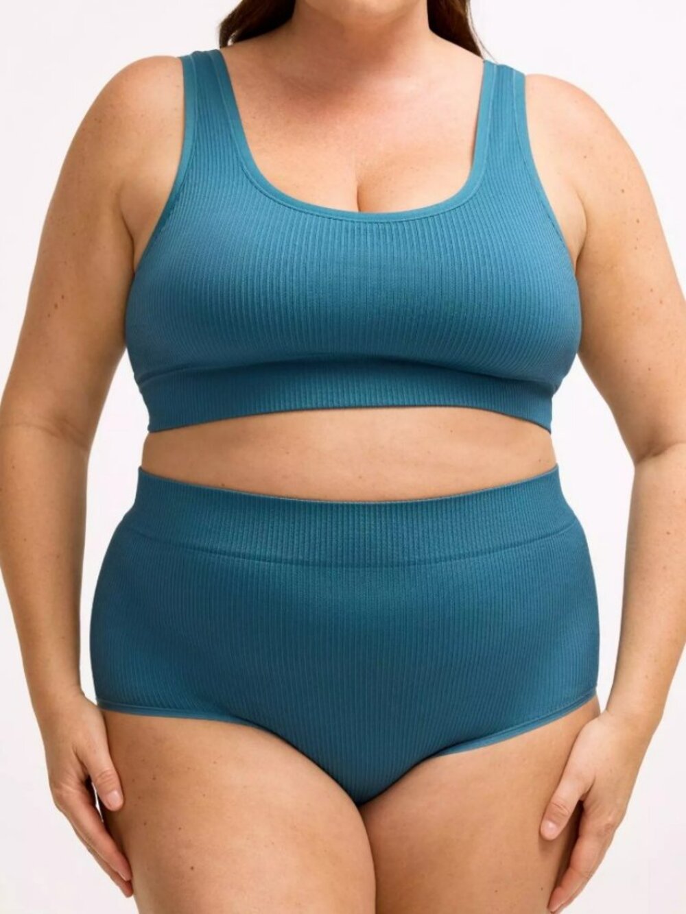 Torrid Teal Seamless Ribbed High Waist Brief size 2